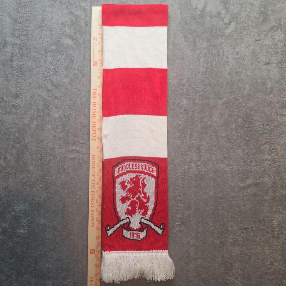 Middlesbrough Knit Scarf Mens One Size Red White Soccer Made In England - Picture 4 of 5